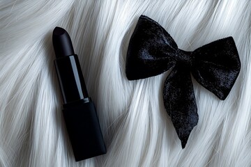 Black lipstick and velvet bow