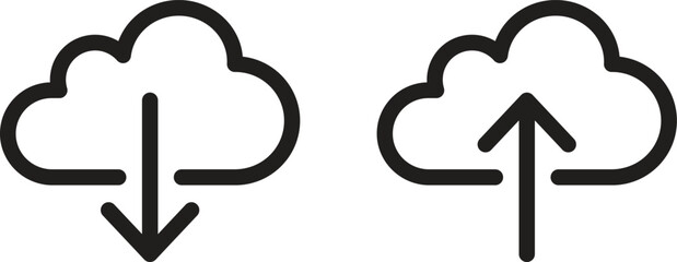 Wall Mural - download and upload vector icon collection. cloud computing icon symbol. vector illustration