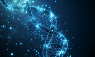 Abstract dark and blue digital background. Big data digital code, Data Communication and Transfer of DNA Biology. Futuristic information technology concept