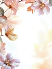 Poster - Delicate floral arrangement with soft colors providing ample space for text in a serene setting. Generative AI