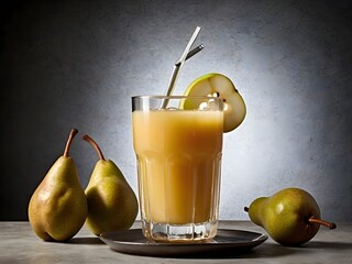 a glass of pear juice