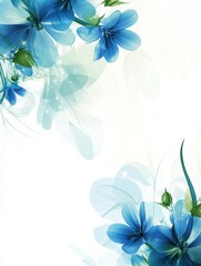 Fototapete - Elegant blue floral design with ample copy space for creative text placement and mock up presentations. Generative AI