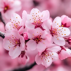 Wall Mural - Delicate Pink Blossoms: A Romantic Springtime Floral Scene