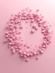 Poster - Macro shot of Valentine's Day candy hearts, showcasing romantic text details, vibrant pastel palette, blurred background with room for text, premium stock photography style