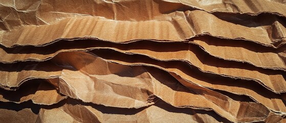 Aufkleber - Textured layers of corrugated cardboard showcasing natural folds and edges