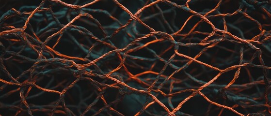 Poster - Intricate copper wire mesh showcasing interwoven strands in a close-up view
