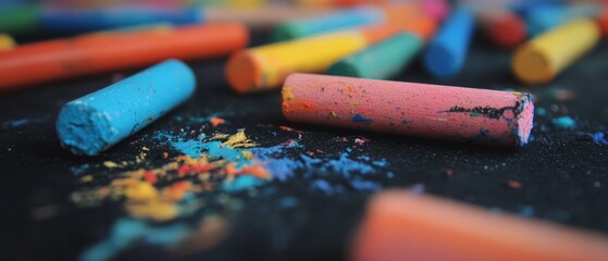 Poster - Crayon art on textured canvas showcasing vibrant colors and creative expression
