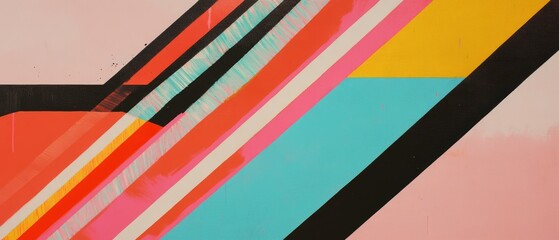 Aufkleber - Creative crayon art features masking tape and vibrant geometric patterns with clean lines