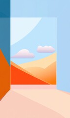 Poster - Creative space with colorful background and open view to skies and hills during daytime suitable for text placement. Generative AI