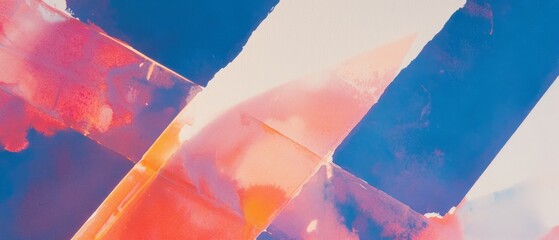 Aufkleber - Exploring crayon resist technique with watercolor wash and vibrant white shapes in an artistic composition