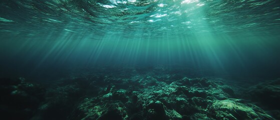 Poster - Journey into the depths of the ocean revealing dark hues and mysterious underwater features