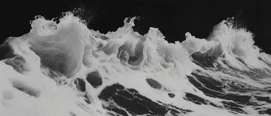 Aufkleber - Foaming waves create dynamic shapes with powerful whitecaps along the coast at sunset