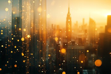 Wall Mural - a photograph of the sun shining through skyscrapers