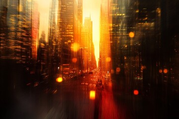 Wall Mural - a photograph of the sun shining through skyscrapers