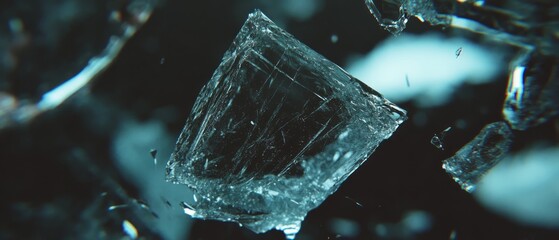 Poster - Fractured ice formations showcasing sharp edges and crystalline reflections in a frozen landscape