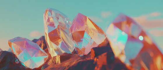 Poster - Beautiful gems showcasing intricate facets and brilliant reflections against a serene backdrop