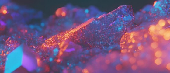 Poster - Glowing crystals refracting vibrant light in a colorful display of nature's beauty