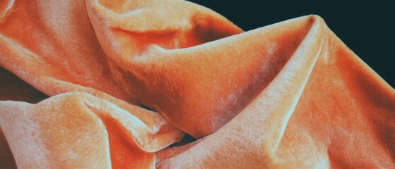 Poster - Luxurious crumpled velvet fabric in rich folds against a dark backdrop showcasing a soft texture