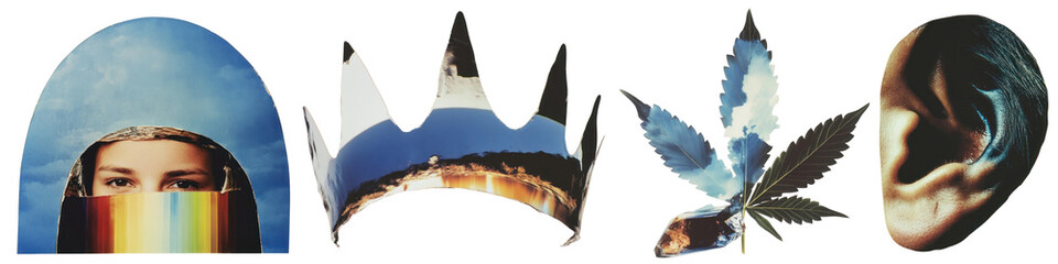 Canvas Print - png surreal collage with diverse elements, element set on transparent background