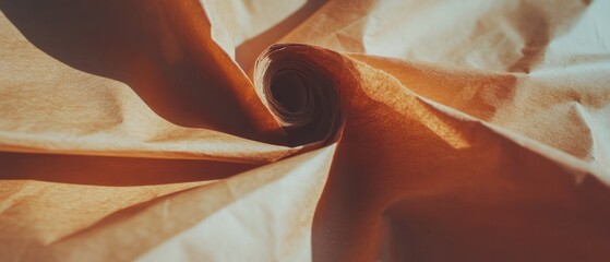 Aufkleber - Kraft paper roll showcasing strong texture and versatility for packaging and crafting in natural light