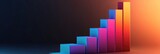 A colorful stack of cubes with a blue one at the bottom and a red one at the top