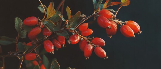 Poster - Vibrant still life showcasing ripe barberries with their tart flavor and striking red color