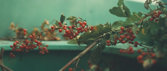 Aufkleber - Bright red barberries display their tart flavor and elongated shape in this still life composition
