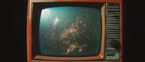 Poster - Vintage television display with static and noise creating a retro aesthetic and nostalgic atmosphere