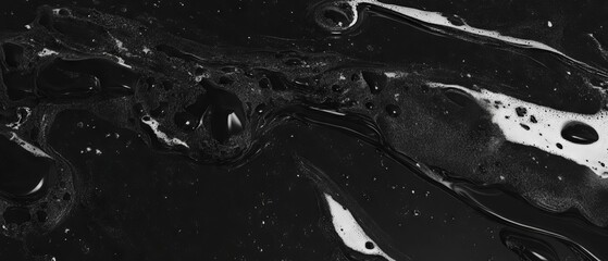Poster - Exploring the intricate texture and sheen of dark liquid against a black surface