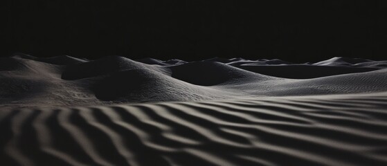 Poster - Dark sand textures create an otherworldly desert landscape under low light conditions