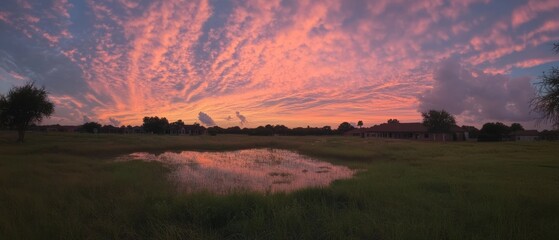 Aufkleber - Sunrise sky adorned with soft pastel colors reflecting on a serene landscape water body