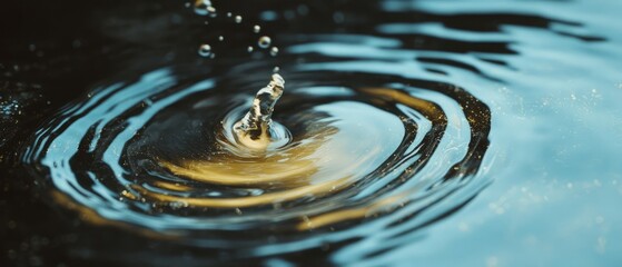 Aufkleber - Swirling pattern of liquid mercury creates a striking metallic effect against a black background