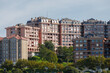 Overview of buildings with individual dwellings for private use in a city.