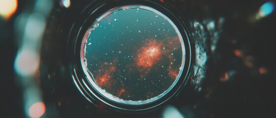 Poster - Stunning view of the cosmos through a porthole from an astronaut's perspective in space