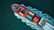 © BONDET LUCKY - cargo ship containers in rich deep teal, luxurious and vibrant, blurred lines, action poses, showcasing motion