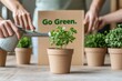 © Ryzhkov - Biophilic Office Initiative Team Watering Plants in Eco-Friendly Pots | Promotes Corporate Sustainability and Community Engagement | Go Green Movement in Modern Workspaces