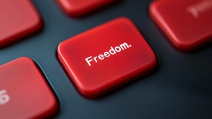 Aufkleber - Digital Liberation Keyboard Red Freedom Key with Glitch Effects on Black - Tech Activism and Cybersecurity Messaging for Startup Innovation and Net Neutrality Advocacy