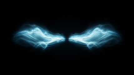 Poster - Futuristic Digital Wave Art Dynamic Blue Light Trails on Black Canvas - Innovative Tech Branding and Data Visualization for Modern Marketing Strategies