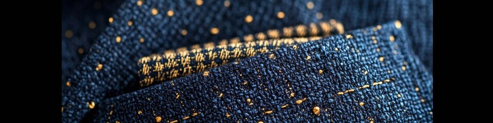 Aufkleber - Contemporary Textile Design Luxury Blue and Gold Speckled Fabric for High-End Fashion and Interior Applications - Modern Aesthetic and Innovative Textures in Premium Design Industries