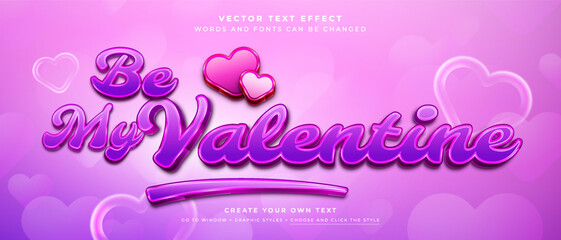 Fototapete - Be my valentine text effect and hearts background, happy valentines day background