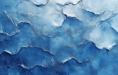 Poster - A Stunning Abstract Representation of Ocean Waves with Rich Textures in Shades of Blue and Silver, Capturing the Essence of Calm and Serenity in Nature