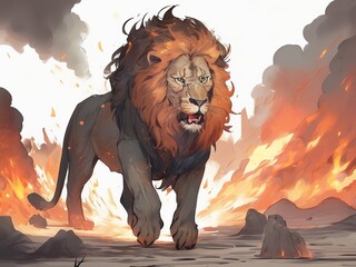 lion in the desert