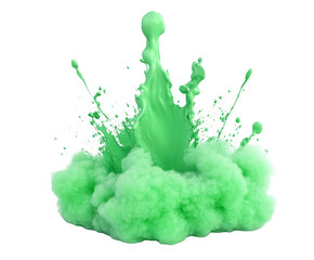 Wall Mural - Stunning Green Paint Splash - Abstract Art , isolated on white background PNG