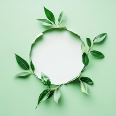 Poster - Nature inspired design with paper cut and green leaves for creative projects or presentations. Generative AI