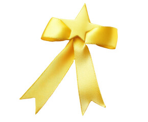 Stunning Yellow Ribbon Bow with Star Design for Gift Wrapping , isolated on white background PNG