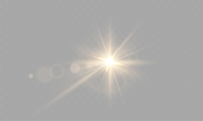 Wall Mural - light yellow star.light sunny sparkle. white light flash gold. vector illustrator. lighting effects.