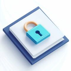 Aufkleber - A colorful padlock rests on a stack of papers, symbolizing security and protection of information.