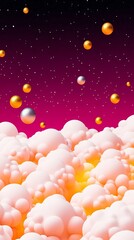 Wall Mural - A futuristic cosmic city glowing with elegant gold and silver lights surrounded by floating planets and ethereal nebula clouds for a celestial urban theme 