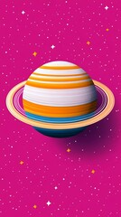 Wall Mural - An artistic representation of Saturns rings designed with delicate golden details surrounded by glowing stars and a soft cosmic backdrop for an elegant space vibe 
