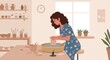 © ufuk - Illustration of a Woman Creating Pottery in a Cozy Studio - Perfect for Art and Craft Blogs, Educational Materials, and Creative Workshops.